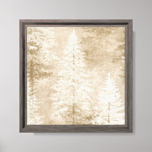 Beige Witte Kerstbomen Canvas Afdruk
