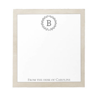Beige Wreath Monogram Notitieblok