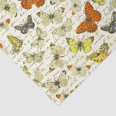  Beige Yellow Butterfly Pattern Script Tissuepapier (Detail)