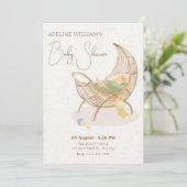 Beige zacht baby shower kaart (Staand voorkant)