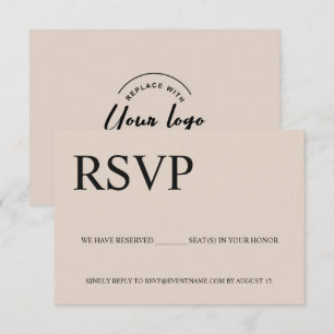 Beige Zakelijk evenement Logo Gereserveerde zitpla RSVP Kaartje