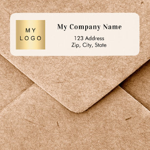 Beige zakelijk logo retouradres etiket