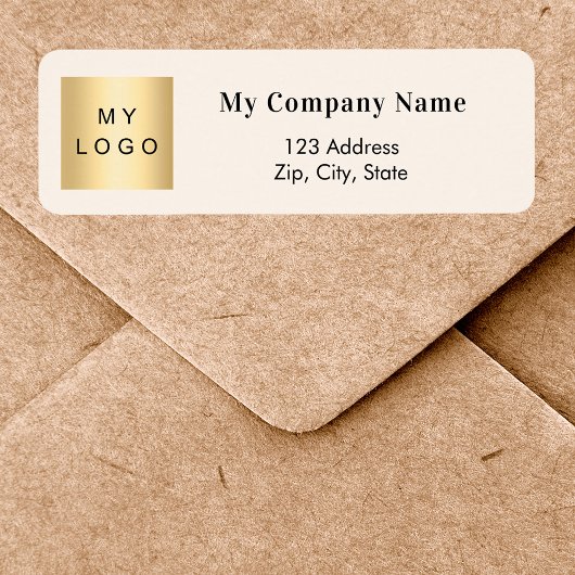 Beige zakelijk logo retouradres etiket