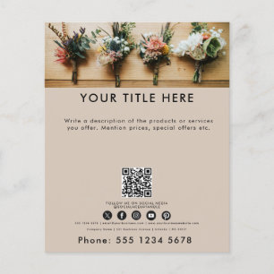 Beige zakelijke foto banner QR-code sociale media Flyer