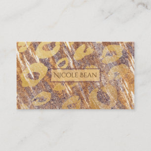 Beige Zandige Glans Luipaardprint Glamour Visitekaartje