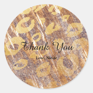 Beige zandkleurige glans luipaardprint glamour gun ronde sticker
