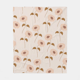 Beige Zonnebloem Tropische Bloemen Botanische Lent Fleece Deken