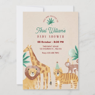 Beige zoo baby shower kaart
