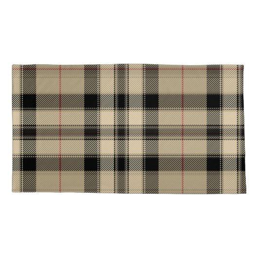 Beige Zwart Plaid Pair King Kussensloop (Achterkant-Links)