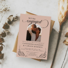 Beige & Zwart Script Kalligrafie Betrokkenheid Par Kaart