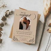 Beige & Zwart Script Kalligrafie Betrokkenheid Par Kaart