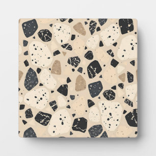 Beige Zwart Terrazzo Patroon Neutraal Abstract Fotoplaat