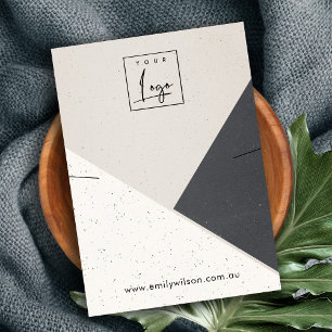 Beige Zwart Wit Keramisch Ketting Display Logo Visitekaartje