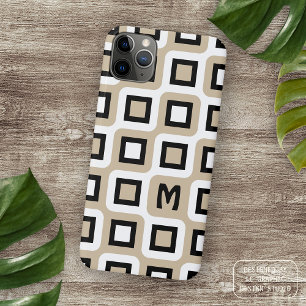 Beige Zwart Wit Mideeuw Geometrisch Kunstpatroon iPhone 11 Pro Max Hoesje