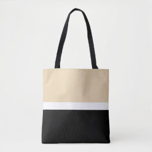 Beige zwarte Abstracte streep Draagtas