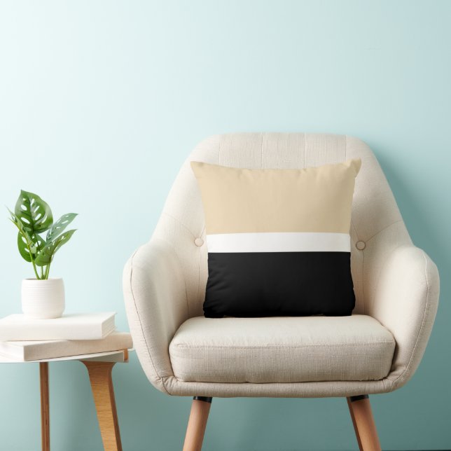 Beige zwarte Abstracte streep Kussen (Stoel)