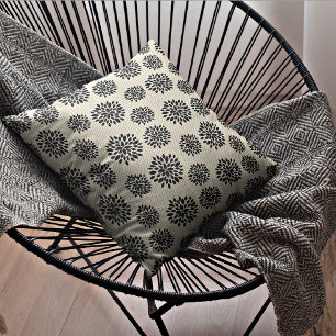 Beige & Zwarte Bloemen/Stippen Decorative Kussen