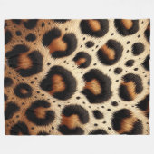 Beige & Zwarte Leopard Bont Dierenprint Vlekken Fleece Deken (Voorkant (Horizontaal))