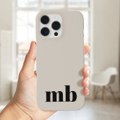 Beige zwarte minimalistische moderne Initiaal mono Case-Mate iPhone Case