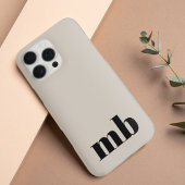 Beige zwarte minimalistische moderne Initiaal mono Case-Mate iPhone Case