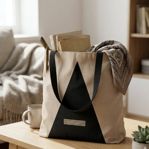 Beige Zwarte Moderne Minimaal tote tas