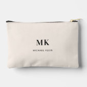 Beige zwarte monogram initialen naam etui (Achterkant)
