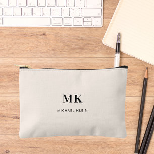 Beige zwarte monogram initialen naam etui