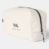 Beige zwarte monogram initialen naam toilettasje (Rechterhoek)