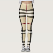 Beige/zwarte/rode/witte spelige Leggings (Voorkant)