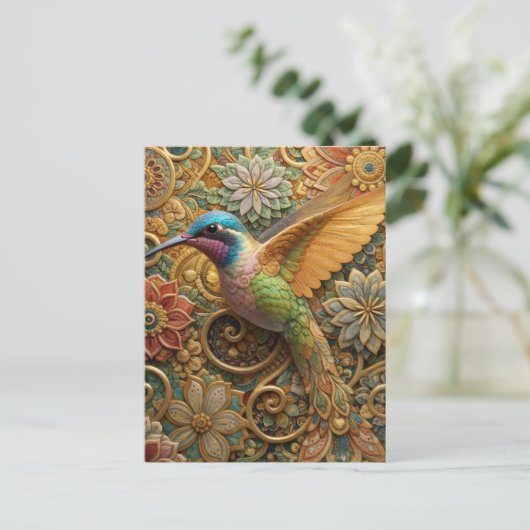 Beija-Flor em Flores Ornamentais Briefkaart (Staand voorkant)