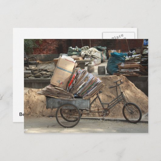 Beijing China Bicycle Briefkaart (Voorkant / Achterkant)