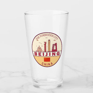 Beijing China City Skyline Embleem Glas