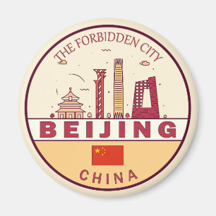 Beijing China City Skyline Embleem Magneet