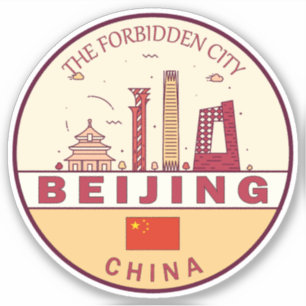 Beijing China City Skyline Embleem Sticker