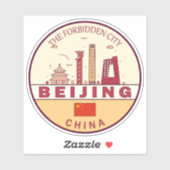 Beijing China City Skyline Embleem Sticker (Vel)