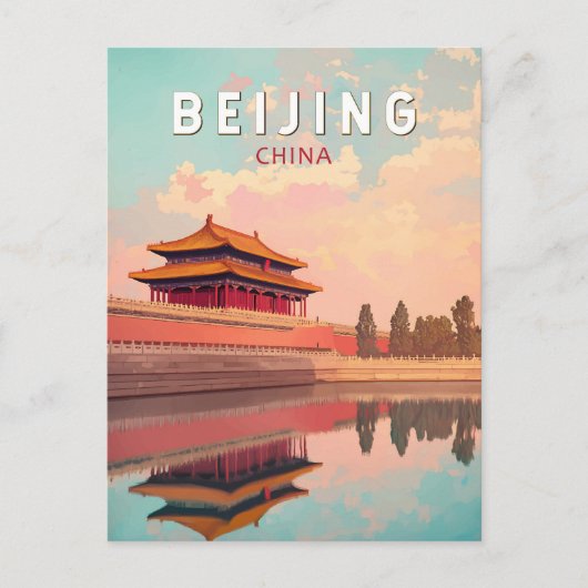 Beijing China Illustration Travel Art Vintage Briefkaart (Voorkant)