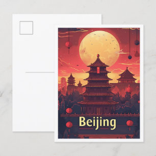 Beijing China Kunst Reizen Illustratie Briefkaart