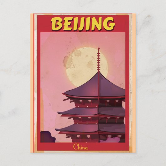 Beijing China vintage-poster Briefkaart (Voorkant)