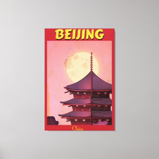 Beijing China vintage-poster Canvas Afdruk (Voorkant)
