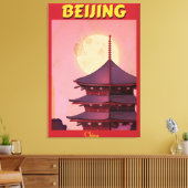 Beijing China vintage-poster Canvas Afdruk (Insitu (Woonkamer))