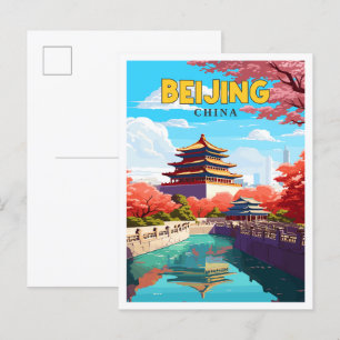 Beijing China vintage reisillustratie Briefkaart