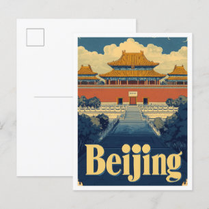 Beijing China Vintage Travel Illustratie Briefkaart