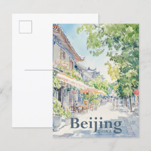 Beijing China Waterverf Schilderreis Briefkaart