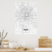 Beijing, China (zwart op wit) Poster (Keuken)