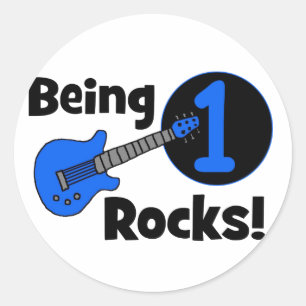 Being 1 Rocks! met Blauwe Gitaar Ronde Sticker