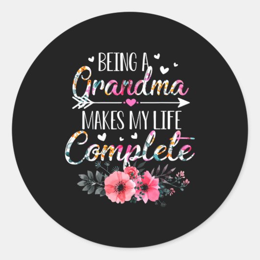 Being A Grandma Makes My Life Complete Announcemen Ronde Sticker (Voorkant)