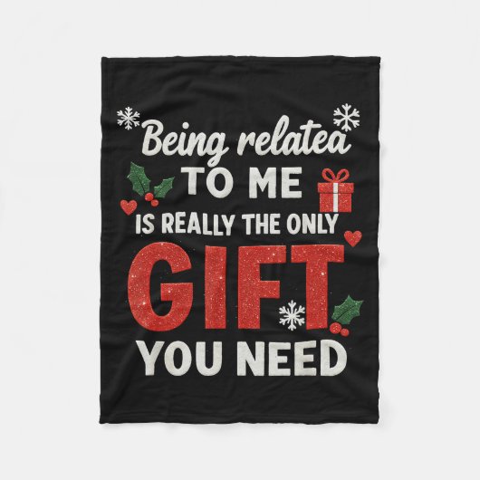 Being Related To Me Funny Christmas Family Xmas Pa Fleece Deken (Voorkant)