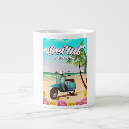 Beiroet Libanon Scooter reisposter Extra Grote Beker (Voorkant)