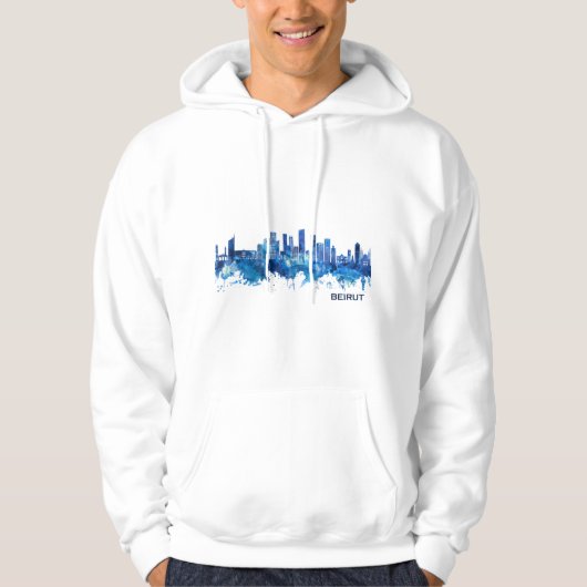 Beiroet Libanon Skyline Blue Hoodie (Voorkant)