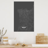 Beiroet, Libanon (wit op zwart) Poster (Keuken)